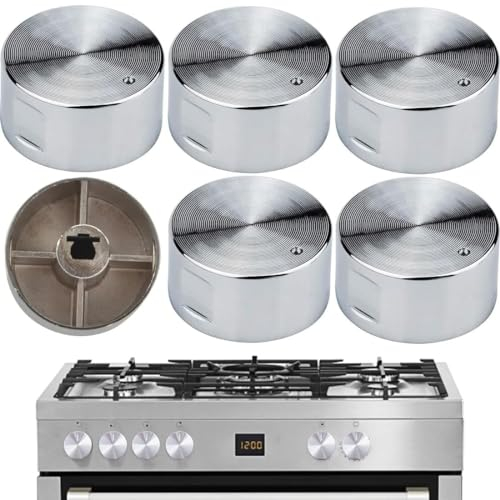 Manopole per Forni, Set di 6 Pomelli da 6mm, Adattatori Universali per Stufe a Gas e Piani Cottura, Controllo Superficie Cucina, Colore Argento. Praticità e Stile per la tua Cucina!