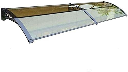 Front Door Canopy,Outdoor Awning Patio Porch Canopy Rain Shelter Modern Design Board | Window Awning With Aluminium Bracket|Low Weight Easy Installation (Brown 80cmx200cm)