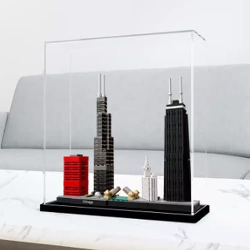 HAIWENFEIQI Acryl-Vitrine für Lego 21033 Chicago Architecture Serie, staubdichte Displaybox, kompatibel mit Lego, Modell-Schaukasten, Geschenk (nicht im Lieferumfang enthalten)