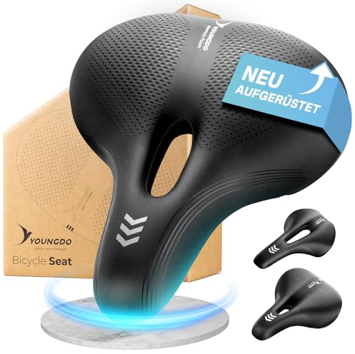 YOUNGDO Fahrradsattel, Bequemer & Ergonomischer Fahrrad Sattel, Neues Modell, Verbesserte Wasserdichtigkeit, Memory-Foam, Atmungsaktiv, Stoßdämpfend, für Herren & Damen(City)