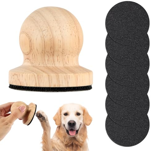 Lima de Uñas para Perros y 6 Uds Papel de Lija Reemplazables, Redonda Madera Mejorada Almohadilla para Rascar Uñas Perros Amoladora Uñas Perro Cortaúñas para Perro para Mascotas Perros Gatos