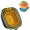 6 Pièces Set de Passoires de Cuisine, Passoire à Pâtes, 2-en-1, Multifonctionnelle, Passoire de Cuisine, pour Fruits, Légumes, Passoire à riz (Bleu et jaune)
