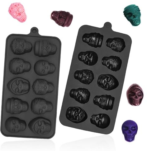 2 Pièces Moule En Silicone Halloween - Crâne, Chocolat, Gâteau, Bonbons, Glaçons