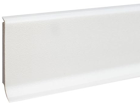 PROVISTON - Battiscopa in plastica, 12,8 x 60 x 2500 mm, in schiuma rigida in PVC, per incollare, clip, viti e chiodi, 12,5 m, 5 pezzi
