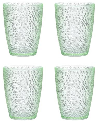 QUARKZMAN Verres à Boire en Acrylique de 10 OZ, 4Pcs Verres en Plastique Réutilisables, Verres à Eau Incassables Empilables et Lavables au Lave-Vaisselle, l'Extérieur, Émeraude