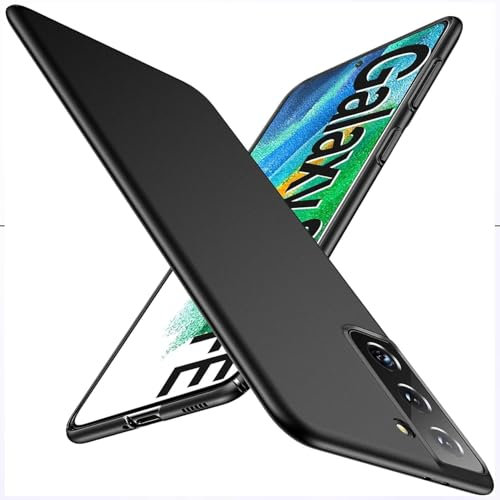 Downy Hülle für Samsung Galaxy S21 FE 5G Schwarz, Ultra Dünn Weiche Premium TPU Silikon Schutzhülle, Extrem Kratzfest & rutschfest & Fallschutz Kameraschutz Handyhülle, Anti Fingerabdruck Case
