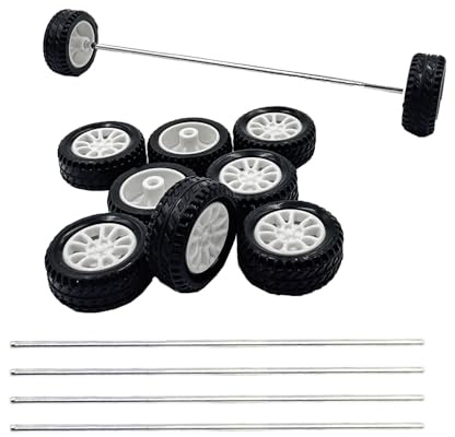 10 x Spielzeug-Autoräder, 20 mm, Gummireifen mit 5 runden Achsen für DIY-Modell, Spielzeug, ferngesteuertes Auto-Zubehör (2 x 20 mm)