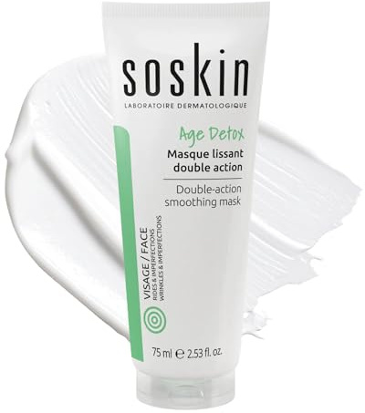 Soskin - Double Action Smoothing Face Mask and Exfoliating Scrub - Refines Pores and Evens Skin Tone - Helps Reduce Blemishes and Smooth Rough Skin Texture - 75 ml