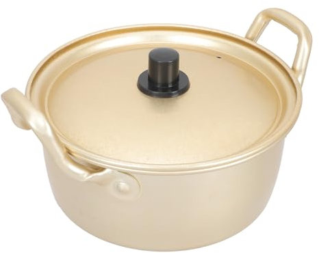 CRILSTYLEO Olla De Ramen Coreano Suministro De Cocina Olla De Fideos Ramen Coreano Olla De Ramen Con Tapa Olla De Sopa Pequeña Sartén De Oro Aparato De Cocina Ramen Asiático Aluminio Golden