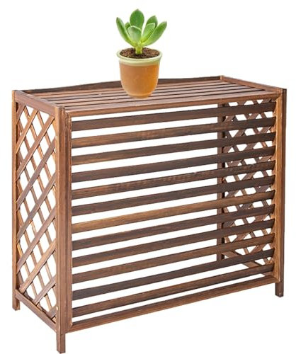 Abdeckung für Klimaanlage und Wärmepumpe aus Massivholz, korrosionsbeständig, für den Außenbereich, mit Ablage für Pflanzen oder Lagerung, 85 x 35 x 75 cm