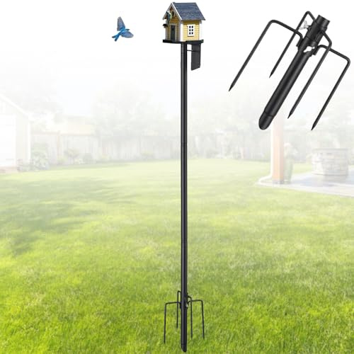 Harrms Vogelhausständer Metall, Vogelnesthalter Vogelhaus-Stange Verstellbar 148cm, Gestell für Vogelfutterhaus für Garten, Balkon, Outdoor, Hof, Schwarz
