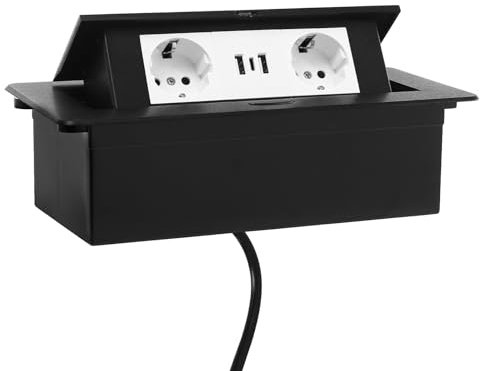 Versenkbare Steckdose Mit USB&Typ-C,1,8m Kabel,Versenkbare Einbausteckdose,Versteckte Steckdose, Mehrfachsteckdose FüR KüChe Und BüRo (schwarz)
