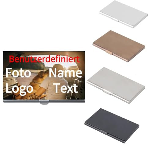 T NEWFUN Individueller Visitenkartenhalter – personalisiertes Aluminiumetui mit Logo, Text oder Foto | stilvolles Design für Männer und Frauen | Einzigartiges Geschenk für Berufstätige (Kupferfarbe)
