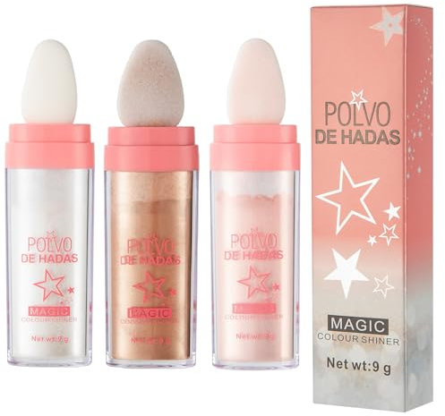 Highlighter Puder Stick, Fairy Powder, Highlighter Makeup Puder Stick, Highlight Patting Puder, Körper Aufhellen Schimmer Sparkle Patting Puder für Gesicht Augen Lippen Haare, Weiß, Rosa, Goldbraun