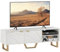 HOMCOM Marble Effect TV Unit, TV Stand Cabinet for up to 70 TVs, Modern TV Cabinet with Shelves and Storage Cupboard, Fluted Door, Extra Centre Leg, Cable Management for Living Room, White