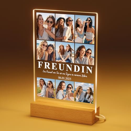 Bemaystar Personalisierte Geschenke für Freundin - Personalisierte Geschenke mit Nachtlicht, Foto Geschenk, Personalisiert Geschenke für Mama Papa Oma Opa, 9 Foto