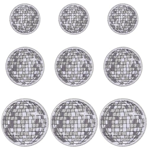 GORGECRAFT 12 Stück 3 Größen Discokugel Aufnäher Zum Aufbügeln Bestickte Nähapplikation Silberfarbene Musikparty Bling Ball Verzierungen Zum Aufnähen Für Selbstgemachte Kleidung Rucksäcke T Shirts
