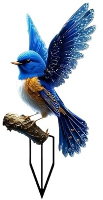 Blauer Vogel Gartenstecker 2D Flach Schöne Vogel Gartenfigure für Innen und Außen, Gartendeko Tiere-Figure Baumstecker Blumenstecker Vogelfigure Gartenschilder für Hinterhof Rasen Dekoration (Blau)