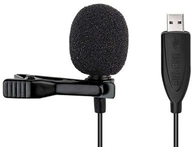 Microfono lavalier USB da 2 m Plug & Play omnidirezionale bavero camicia collare clip on microfono per PC, computer, Mac, laptop, YouTube, Skype, registrazione, podcasting, gioco