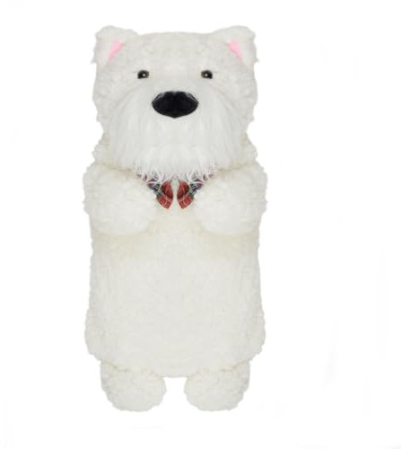 Novelty Animal/Character 3D Hot Water Bottle with Cover (White Scottie Dog 750ml (28 x 22cm))