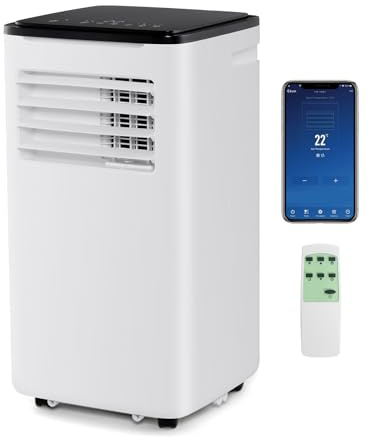 SOARS Mobile Klimaanlage mit Abfluss 9000 BTU, 4-in-1-Klimaanlage Ventilator & Luftentfeuchter & Kühler & Heizung, intelligente Steuerung mit LED-Display/Fernbedienung//APP, 24-Stunden-Timer