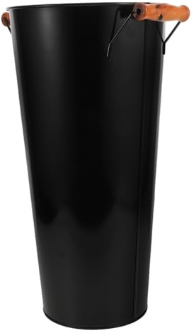 Toyvian Metal Fireplace Bucket Alto con Asa Ergonómica Cubo de Hierro Fundido para Almacenamiento Interior de Leña y Carbón Contenedor Redondo para Carbón y Troncos Resistente y Ligero