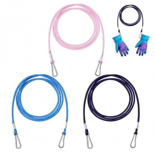 Ciieeo 3er-Pack Handschuhhalter für Kinder, Anti-Verlust Clips mit Nylon Seil, Elastische Schlaufe für Fäustlinge & Winter-Zubehör beim Skifahren & Outdoor-Aktivitäten
