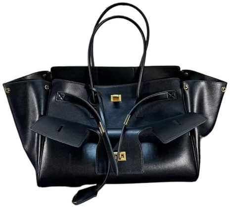 EWUHYFP Damen-Tragetaschen Große Kapazität Flügel Tasche Schwarz Marke Wildleder Silber Gold Schloss Tote Trendy