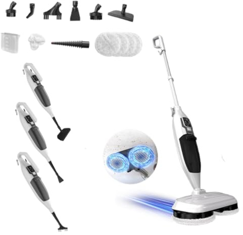 Torder 2-in-1 Dampfreiniger Mop mit 13 Zubehörteilen, Hochtemperaturdampf, 4 Mikrofaser-Ersatzpads, vielseitig einsetzbar, ideal für die Reinigung von Böden,Fenstern,Küche,Toilette,entfernt 99.9%