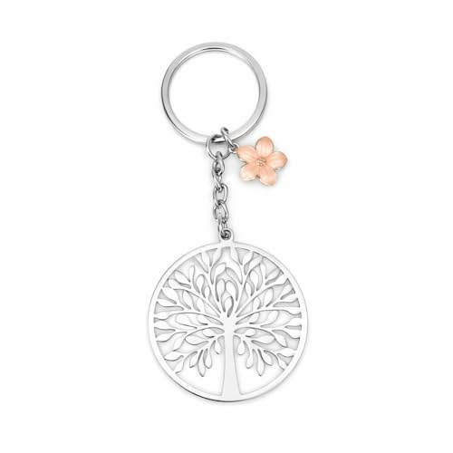 VEOWOO Tree of Life Keyring – Plant Keychain Bag Charms for Women with Blossom Flower Decoration, Inspirational Key Rings Gifts for Her, Friends, Family and Tree Lovers