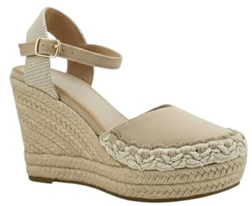 MODELISA - Sandalias de Esparto tipo Alpargata con Cuña Alta para Mujer (Beige, Sistema tallas calzado EU, Adulto, Mujer, Números, mediano, 37)
