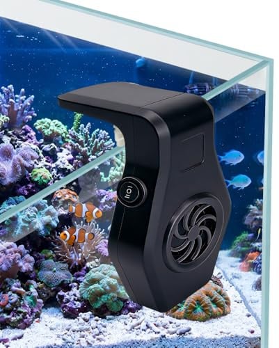 DONGKER Mini Aquarium Chiller Fan,USB Wall Mounted Fish Tank Cooling Fan with 2 Speed Modes Low Noise for Shrimp, Coral, Tropical & Saltwater Freshwater (Up to 10mm Thickness,within 60 * 60cm Tank)