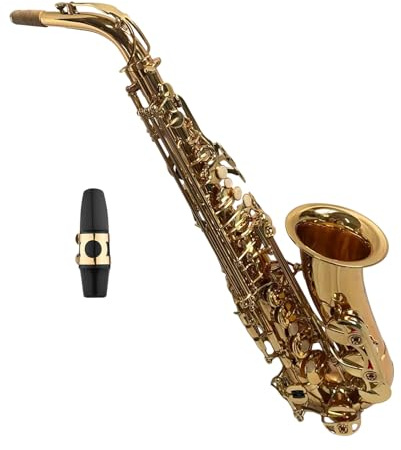 Xixian Eb Altsaxofon för Nybörjare och Proffs – Mässingskropp, Guldlack, Komplett Installation