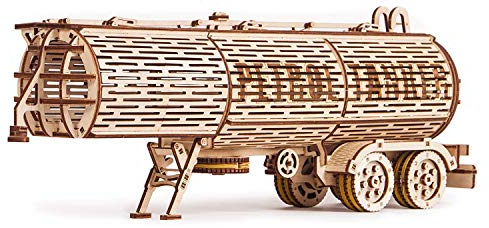 Wood Trick Fuel Tank Trailer Addition for Big Rig Truck, Petrol Trailer for Semi Truck - 3D Wooden Puzzle, ECO Wooden Toys, Best DIY Toy - STEM Toys for Boys and Girls