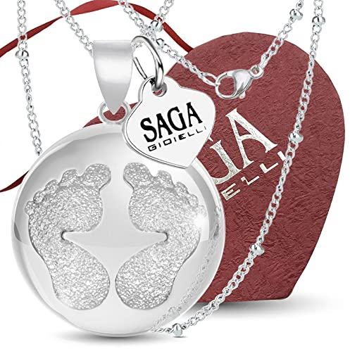 SAGA GIOIELLI® Halskette ruft Engel, Schwangerschaftskette, mexikanische Bola, Babyfüße