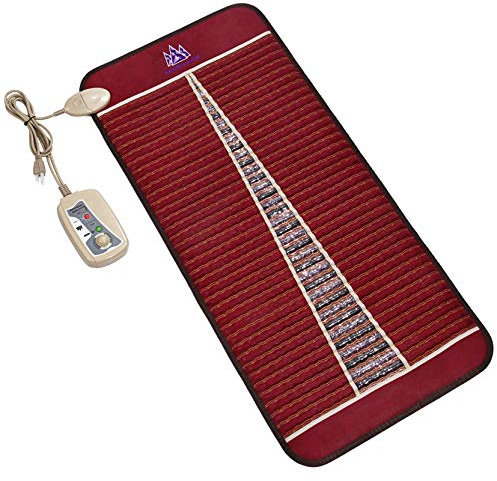 MediCrystal Infrared Heat Amethyst Tourmaline Mat - 48 L x 22 W - Natural Crystals - Adjustable FIR Heating 86°-158°F - Deep Warming Hot Stone Pad - for Back, Muscles & Joints Comfort & Health