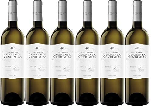CUATRO RAYAS Cuarenta Vendimias Verdejo - Vino Blanco DO Rueda (6 Botellas x 750ml)