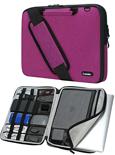iCozzier 13-13,3 Laptoptasche mit Tragegriff und Schulterriemen,Organizer für elektronisches Zubehör,Aktentasche Schultertasche, Rosa