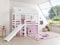Froschkönig24 Hochbett Tom´s Hütte 1 Kinderbett mit Rutsche Spielbett Bett Weiß Prinzessin, Matratze:mit