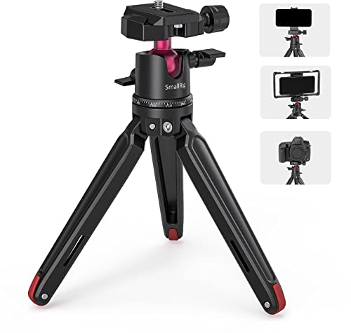 SMALLRIG Mini Treppiede per Fotocamera, Treppiede da Tavolo da Tavolo Aggiornato con Piastra QR per Arca Tipo, Testa a Sfera a 360° e Viti da 1/4 Portatile per fotocamere compatte DSLR - 2664