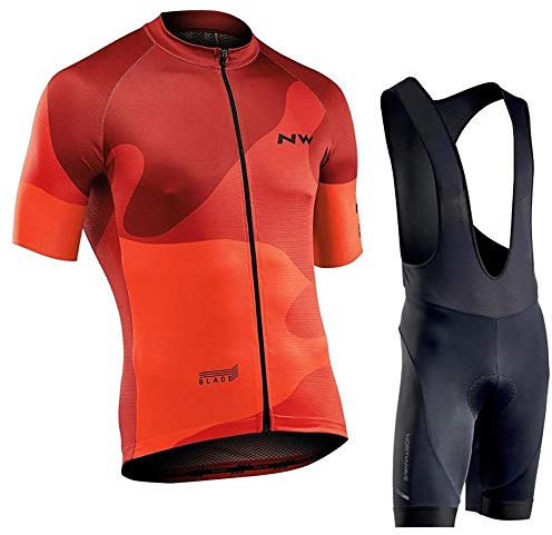 Tuta da Bicicletta MTB Estiva da Uomo Traspirante Asciugatura Veloce Manica Corta e Pantaloncini Imbottiti Maglia da Ciclismo con Motivo Leone