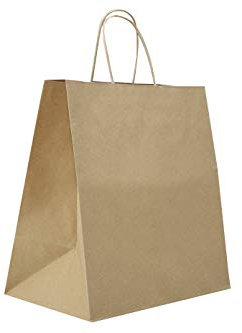 Carte Dozio S.r.l. Shopper in Kraft con fondo quadro, color Avana, maniglia ritorta, f.to cm 27+17x29, cf 50 pz
