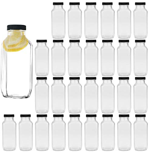 Botellas de vidrio de 8 onzas, botellas de agua de vidrio reutilizables con tapas herméticas, botellas de beber vintage para batidos, kombucha, botellas de jugo, botellas de leche con tapas, tarros de