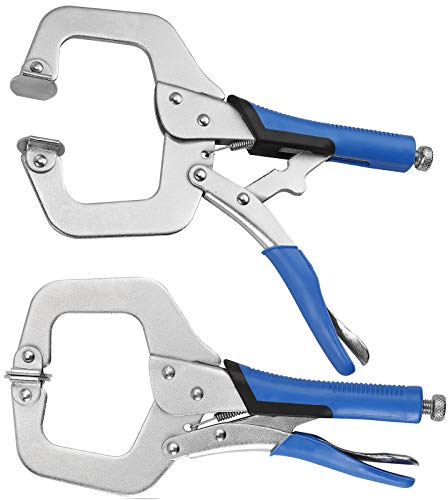 Serre-Joint en C AMTOVL 2pcs Kit de Pince-Étau Robuste de 11 avec Vis Réglable Pinces de Soudage en C en Acier Poignée en Caoutchouc et Levier à Dégagement Rapide Outils de serrage pour Menuiserie