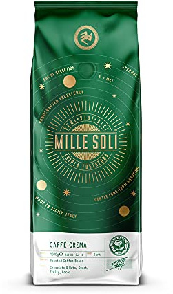 MilleSoli Caffè Crema - Bohnenkaffee 1kg - Traditionelle Dreifachröstung In Handarbeit - Premium Kaffeebohnen mit perfekter Crema, besonders säurearm für Vollautomat und Siebträger
