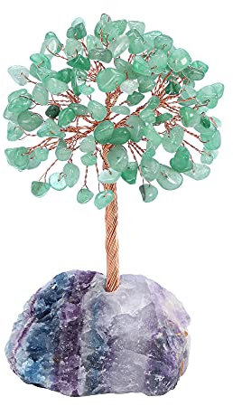 Jovivi Albero della Vita Sopramobile Decorazione in Cristallo Pietra Fengshui Ornamento Guarigione Meditazione Portafortuna Regalo-avventurina