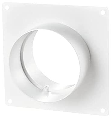 FANTRONIX 125 mm Plastic Pipe Duct Connector with Spigot for Extractor Fan Circular Ducting to Supply and Exhaust Ventilation Systems – 5 inch White PVC Wall Mounting Plate Joint