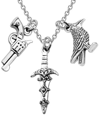 AKTAP Six of Crows inspirierte Charm-Halskette, Buch-Schmuck-Bibliothek, Geschenk für Buchliebhaber von sechs Krähen, Edelstahl