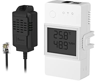 SONOFF THR316D+THS01 16A Interruttore WiFi intelligente con schermo LCD per monitorare temperatura e umidità, controllo automatico di caldaie e irrigazione, compatibile con Alexa e Google Home