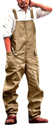 Eauptffy Leggings De Yoga pour Hommes Combinaison Longue boutonnée décontractée Barboteuses à bavettes Amples Fit Walkshort léger Hommes Pantalons décontractés pour Gadget Homme High Tech